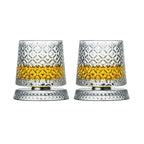 360° Rotating Whiskey Glass Spinning Crystal Tumbler Set of 2 Whiskey Glass Set Richie's H
