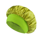 Satin Wide-Brim Sleeping Bonnet – Unisex Hair Care Night Cap Satin Sleep Bonnet Richie's Grass Green