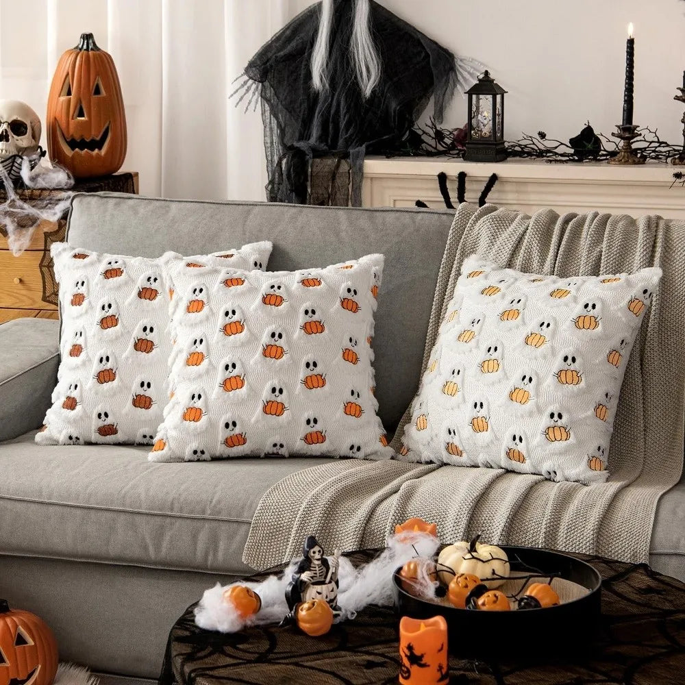 Halloween Ghost Pumpkin Throw Pillow Cover 45x45cm Throw Pillow Cover Richie's