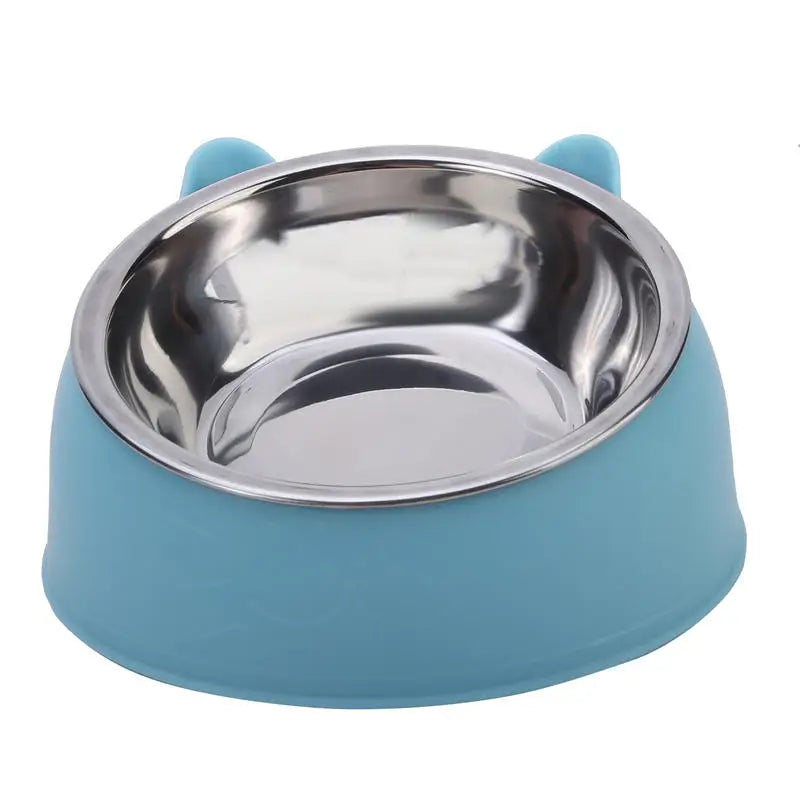 Stainless Steel Cat Bowl 15° Tilted Non-Slip Pet Food Dish Pet Feeding Bowl Richie's blue