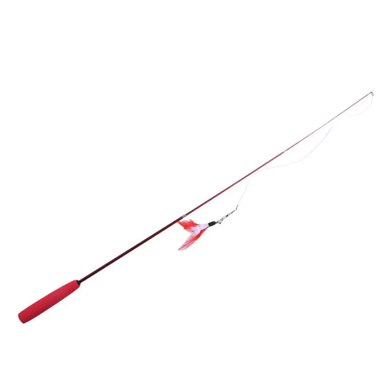 Retractable Cat Feather Wand Teaser Toy for Kittens Cat Feather Wand Richie's Red