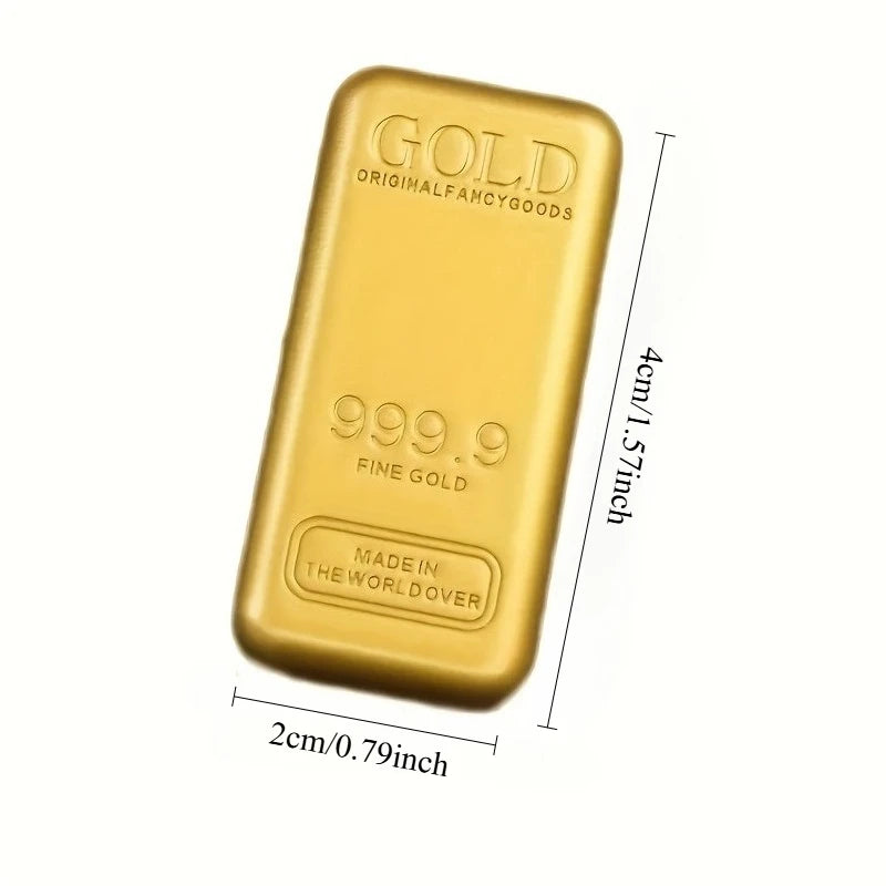 Realistic Gold Bar Replica – Alloy Metal Collectible Décor Decorative Figurine Richie's