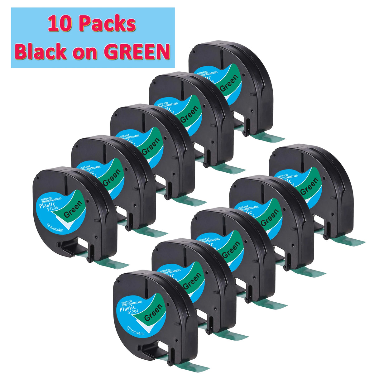 Dymo Letratag LT-100H Handheld Label Maker | 12mm Printer Label Maker Richie's 10pcs Black on Green