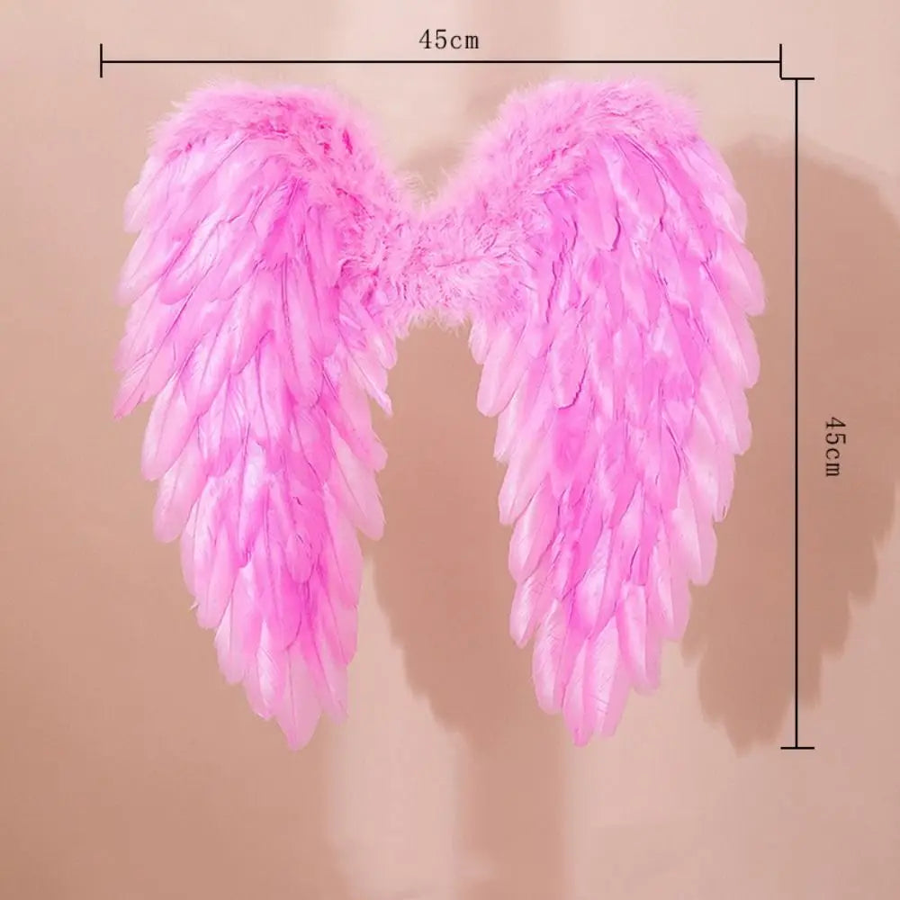 Handmade Feather Angel Wings Cosplay Party Props – Black White Pink Costume Angel Wings Richie's Pink 1