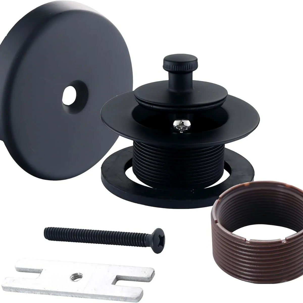Bathtub Drain Set with Overflow – Full Drainage Kit TK4 Bathtub Drain Kit Richie's TK4MB2 dumb black