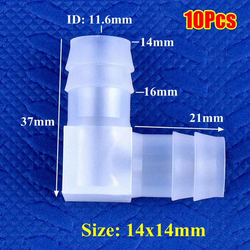 10Pcs 90° PP Elbow Hose Connectors 4–20mm Aquarium Fittings Hose Elbow Fittings Richie's 10Pcs 14mm 16mm