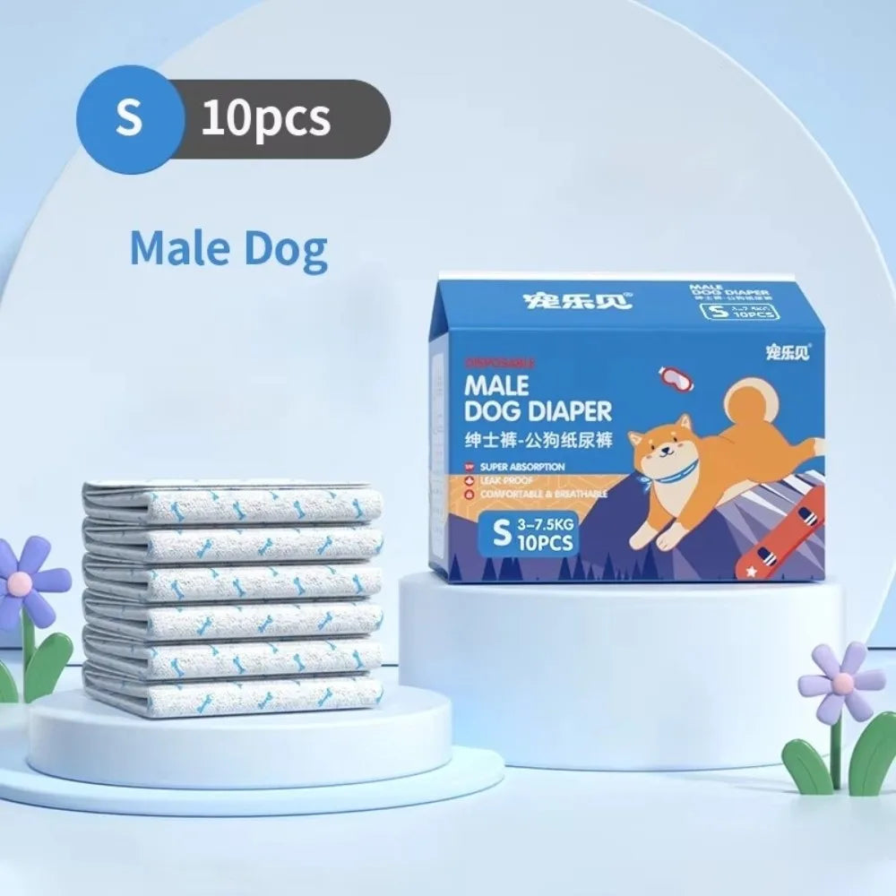 Disposable Dog Diapers Male & Female – 10 Pack Super Absorbent Dog Diapers Richie's Male S