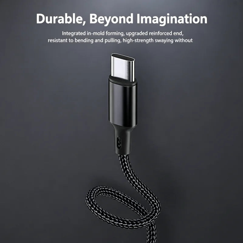 USB-C to USB-C Cable 60W 3A Fast Charging Nylon Braided 1m–2m USB-C Charging Cable Richie's