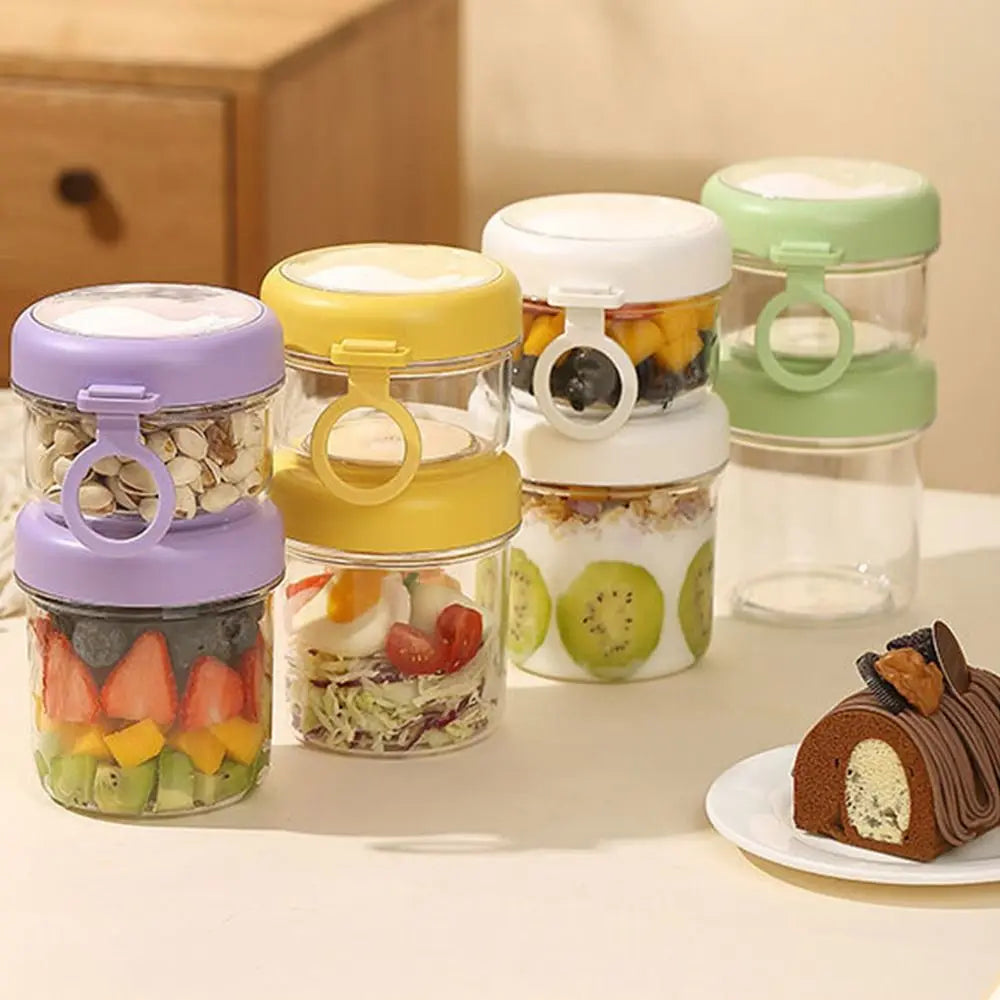 Overnight Oats Jars with Lids & Spoons | Double Seal Cup Food Storage Jar Richie's