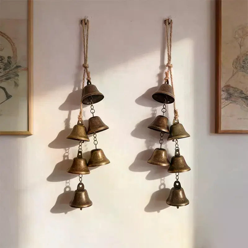 Vintage Brass Hanging Bells | Rustic Wind Chime Wall Decor Wind Chime Decor Richie's