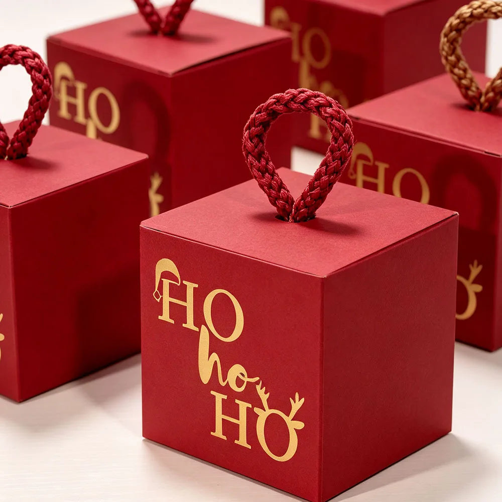 10pcs Christmas Cube Gift Boxes with Rope Handle | Favor Boxes Holiday Gift Boxes Richie's