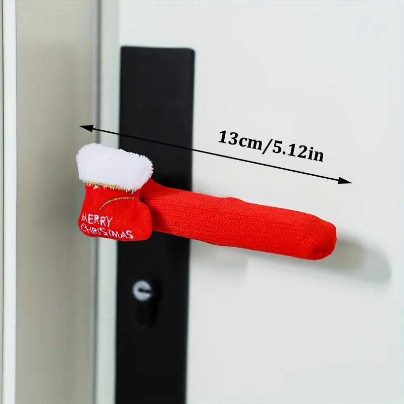 Santa Claus Door Handle Covers | Christmas Glove Decorations Christmas Door Decoration Richie's
