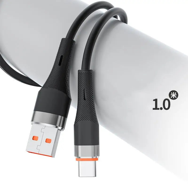 120W USB-A to USB-C Fast Charging Silicone Cable 1M USB-C Charging Cable Richie's Black 1m