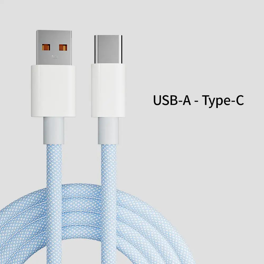 FUCHU 6A Braided USB-A to USB-C Fast Charging Cable 1M 2M USB-C Charging Cable Richie's Blue 2m