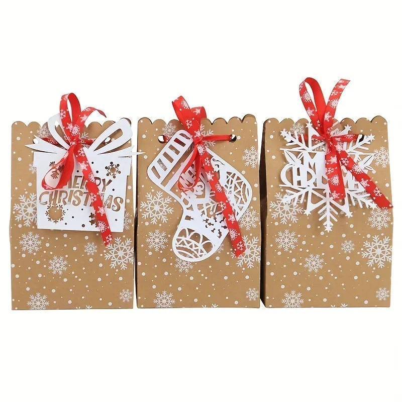 12 Christmas Kraft Paper Gift Bags with Tags & Ribbon Christmas Gift Bags Richie's