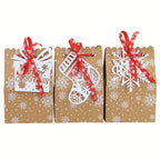 12 Christmas Kraft Paper Gift Bags with Tags & Ribbon Christmas Gift Bags Richie's
