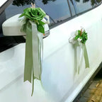 Retro Flower Bow Wedding Car Rearview Mirror Door Decoration Wedding Car Decoration Richie's
