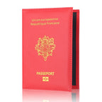 France Passport Cover PU Leather Travel Wallet Card Holder Passport Travel Wallet Richie's red
