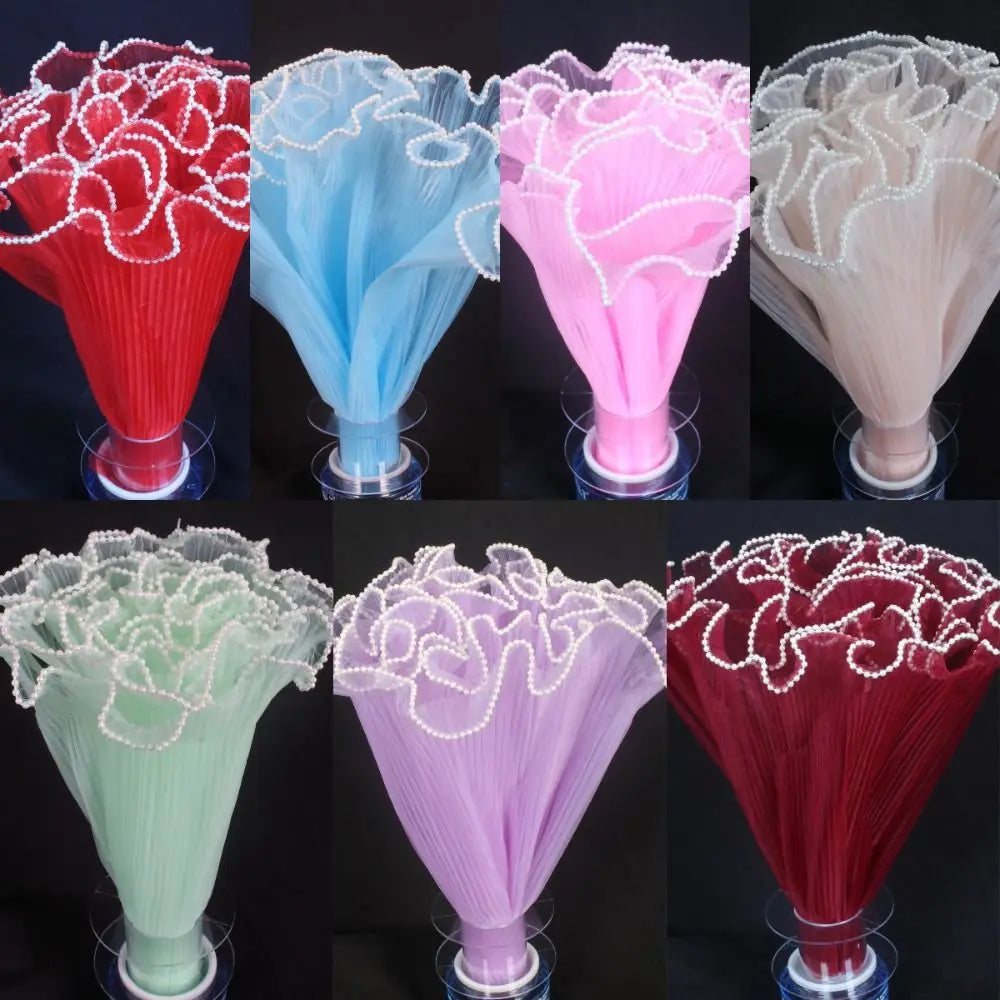 Pearl Wave Mesh Flower Bouquet Wrapping Cloth 28cm×4 Yards Floral Wrapping Material Richie's