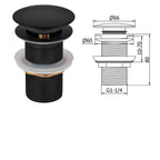 Stainless Steel Basin Drain with Pop-Up Press Stopper Basin Drain Stopper Richie's Black non-porous