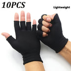 5 Pairs Breathable Fingerless Gloves Unisex – Black & Gray Fingerless Sport Gloves Richie's