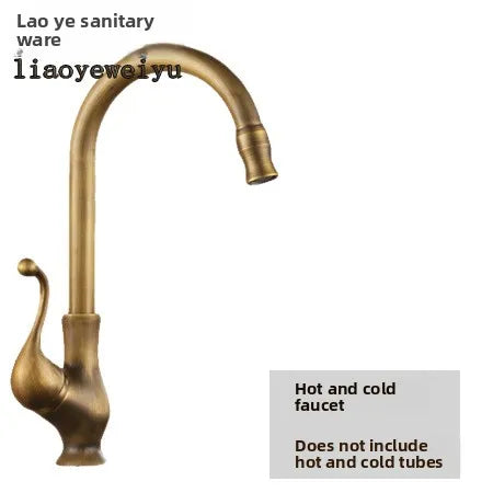 European Antique Brass Waterfall Bathroom Faucet Hot & Cold Bathroom Basin Faucet Richie's
