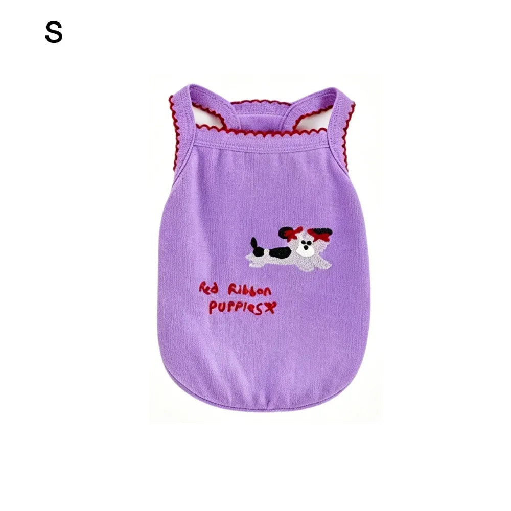 Cartoon Print Dog Vest – Breathable Pet Pullover S/M/L Pet Dog Vest Richie's Purple S