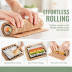 Wooden Sushi Making Kit – Rolling Mats, Paddle & Chopsticks Sushi Making Kit Richie's
