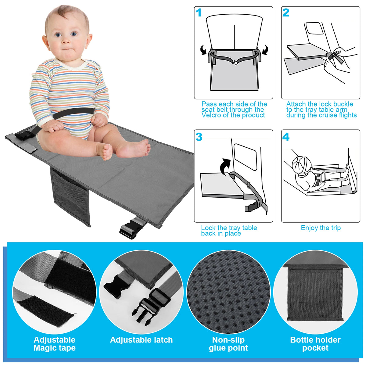 Toddler Airplane Seat Extender & Foot Hammock for Kids Travel Kids Travel Accessory Richie's
