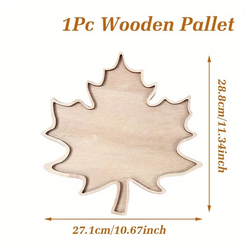 Maple Leaf Wood Serving Tray – Rustic Fall Decorative Platter Decorative Wood Tray Richie's 1PC