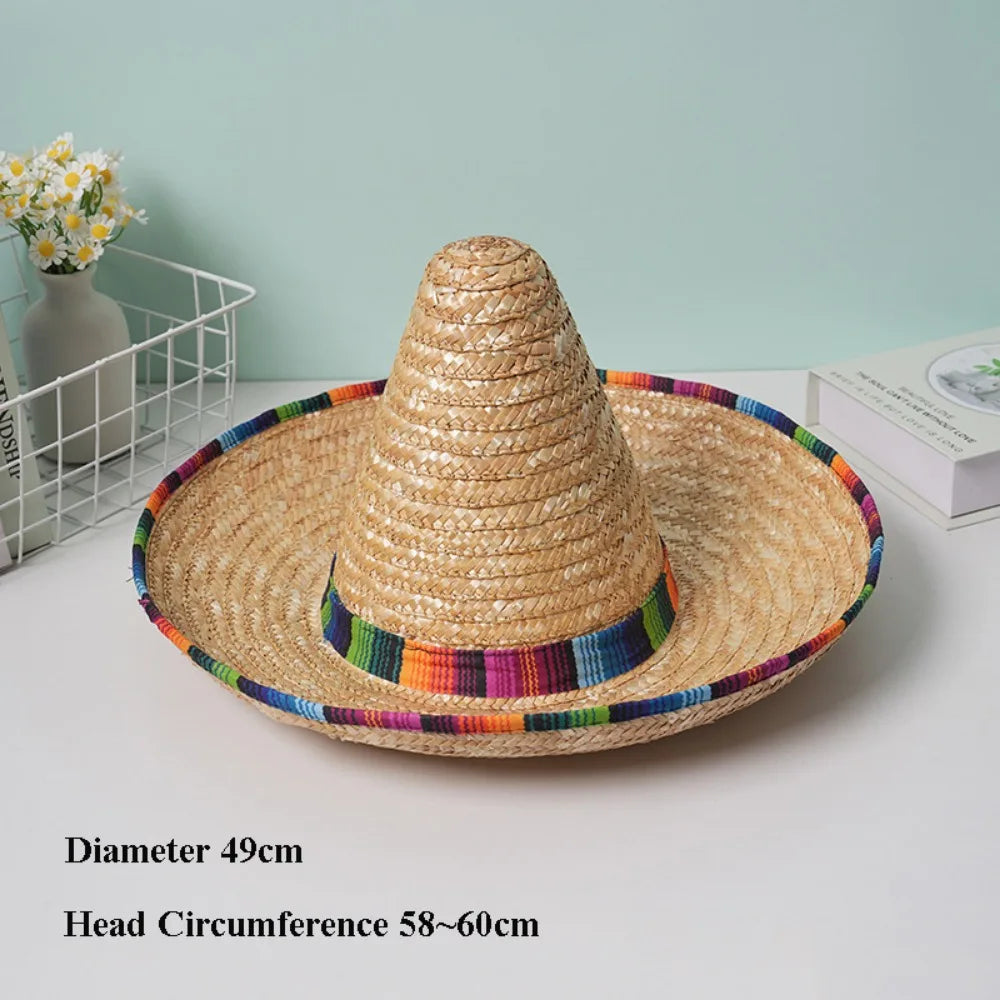 Unisex Mexican Straw Hat – Wide Brim Sun Protection Beach Hat Straw Sun Hat Richie's 4