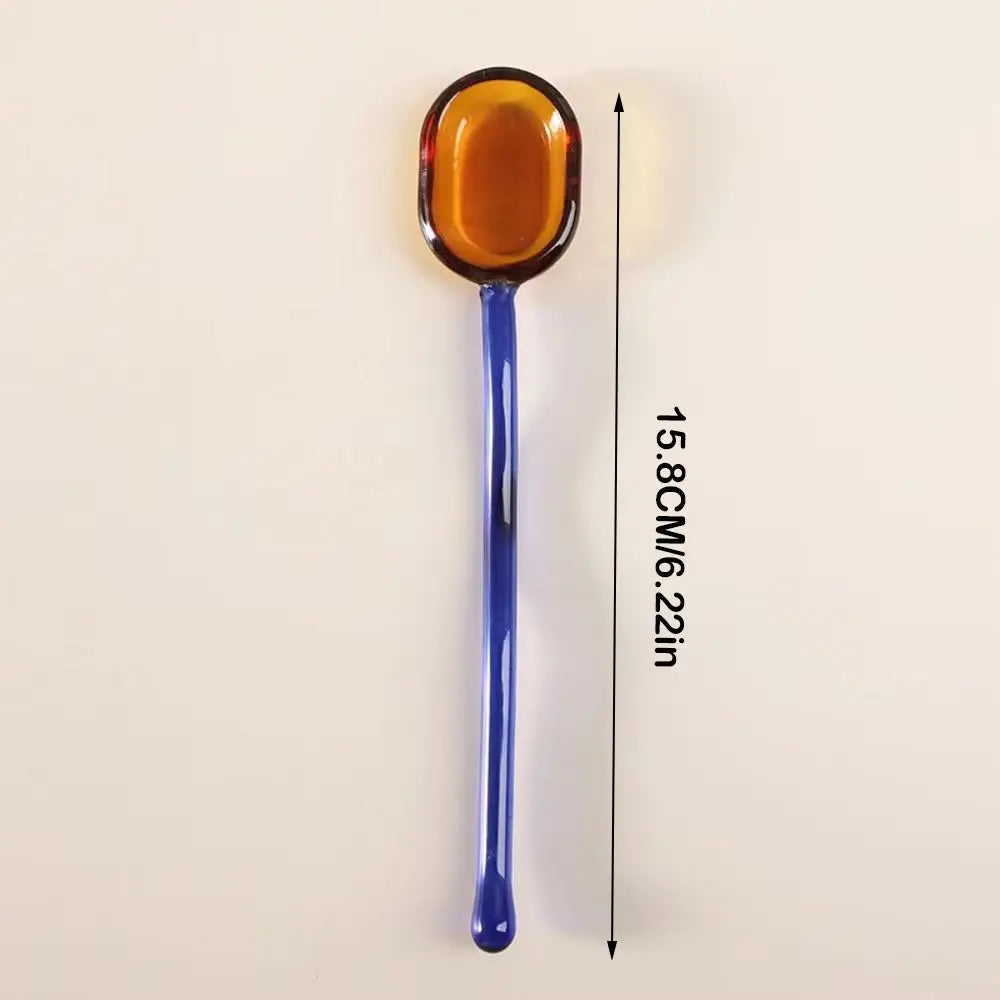 Glass Dessert Spoon – Heat-Resistant Long Handle Tea & Milk Spoon Glass Dessert Spoon Richie's