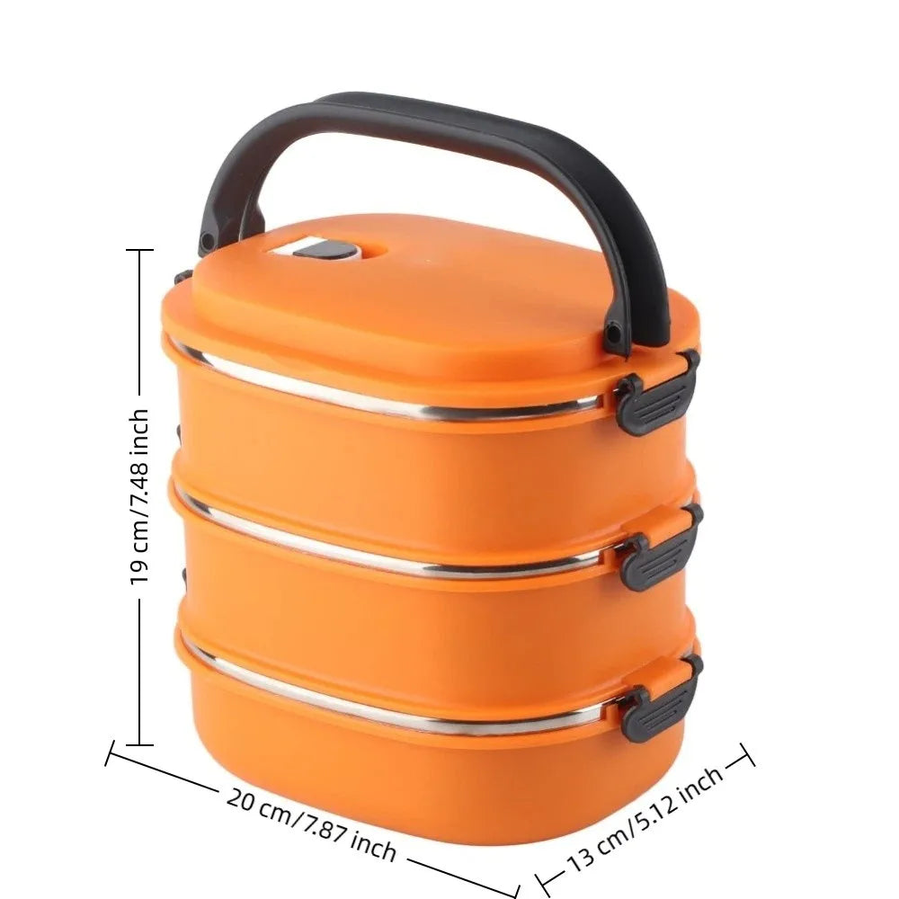 3-Layer Stainless Steel Lunch Box 2700ml | Thermal Food Container Thermal Lunch Box Richie's