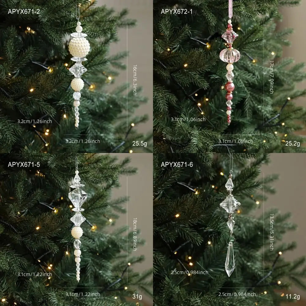 Acrylic Christmas Tree Pendant with Faux Pearl Drop Ornament Christmas Tree Ornament Richie's