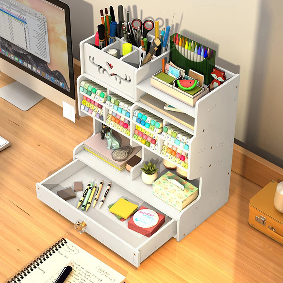 Desktop Pen Holder with Drawer | Multifunctional Desk Organizer Desk Pen Organizer Richie's