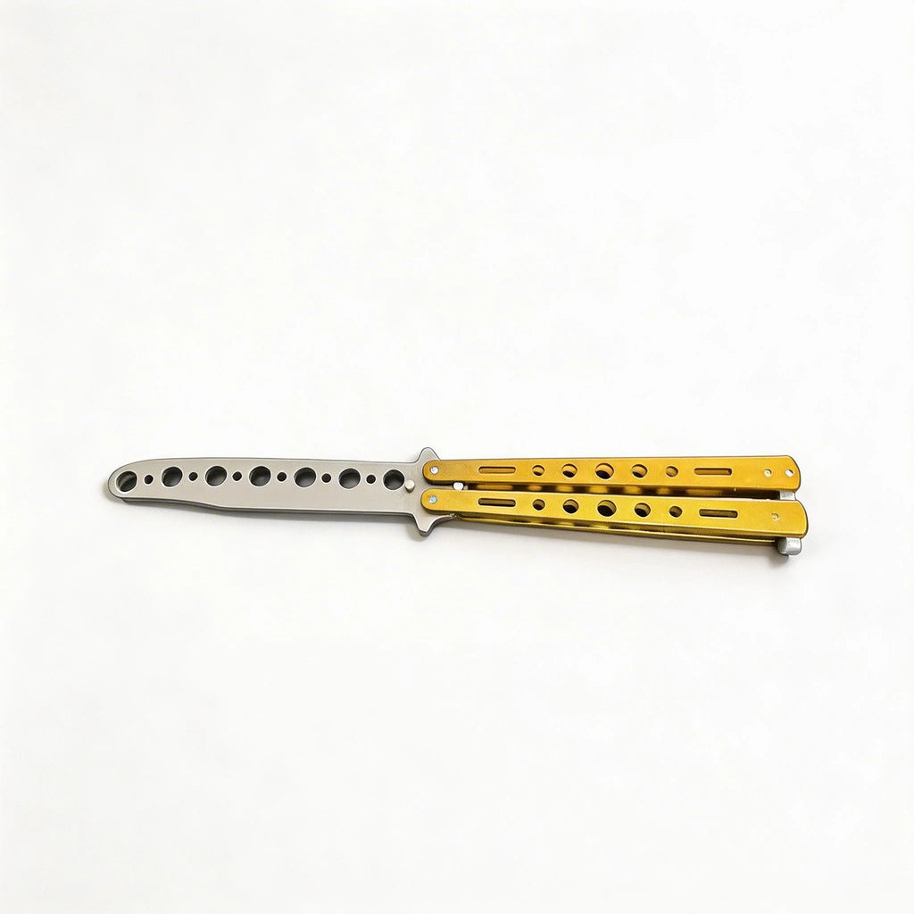 Stainless Steel Butterfly Trainer Knife – Balisong Flip Practice Butterfly Knife Trainer Richie's Gold