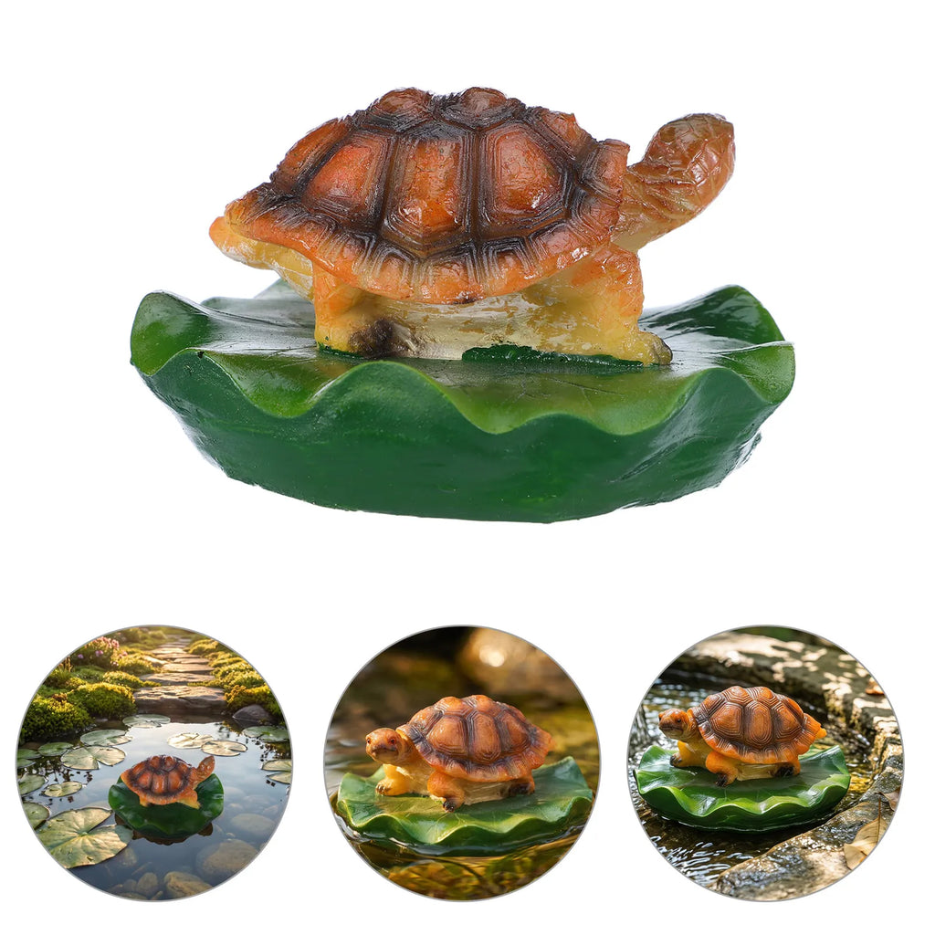 Floating Turtle Lotus Leaf Figurine – Garden Pond Décor Garden Pond Figurine Richie's Default Title