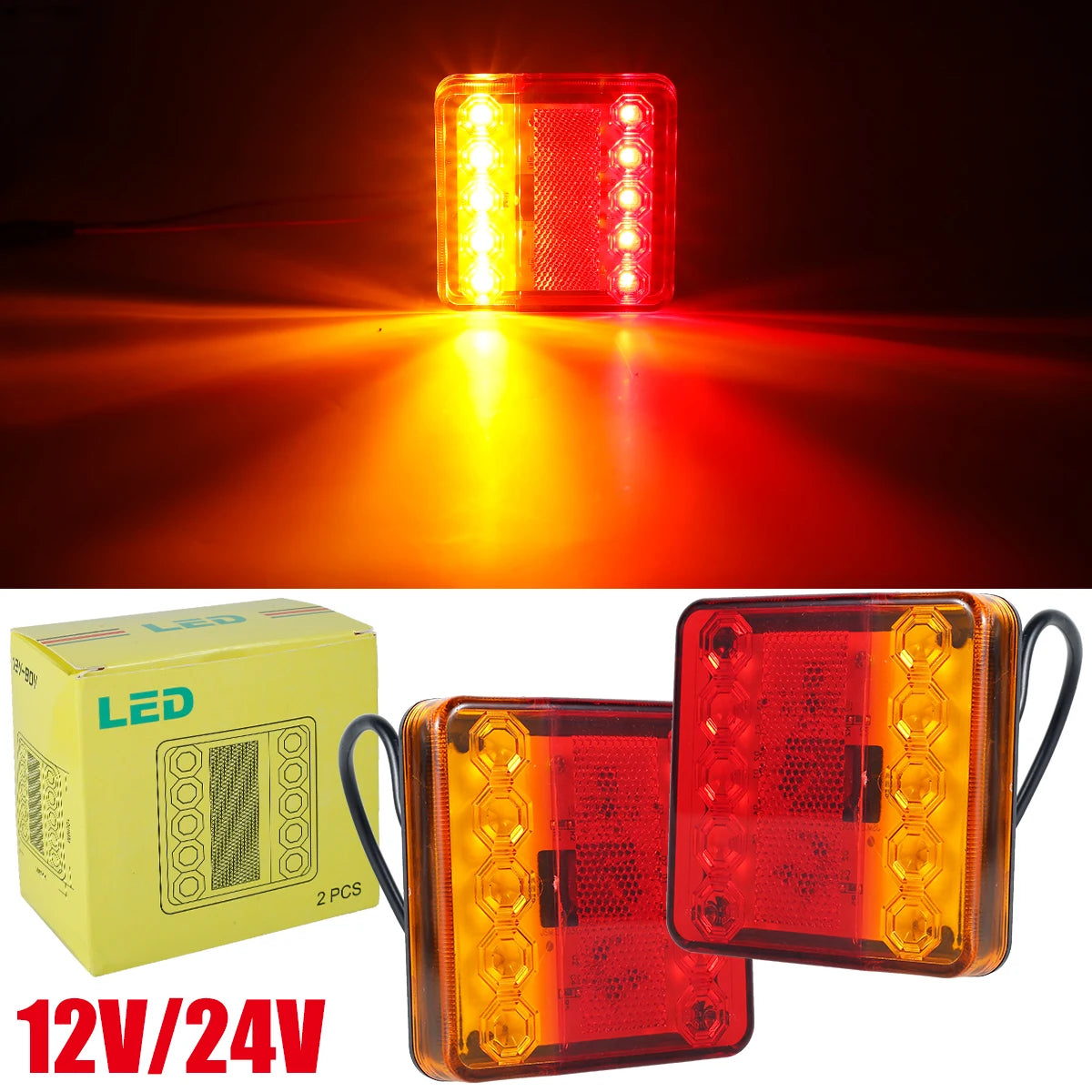 2Pcs Waterproof 10 LED Trailer Tail Lights 12V/24V Rear Pair Trailer Tail Lights Richie's
