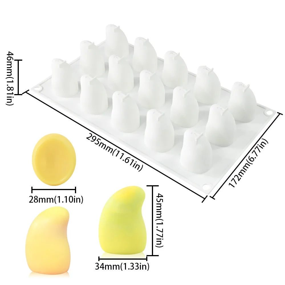15-Cavity Silicone Mango Mousse Cake Mold – Fruit Dessert Mold Silicone Baking Mold Richie's 15-Cavity