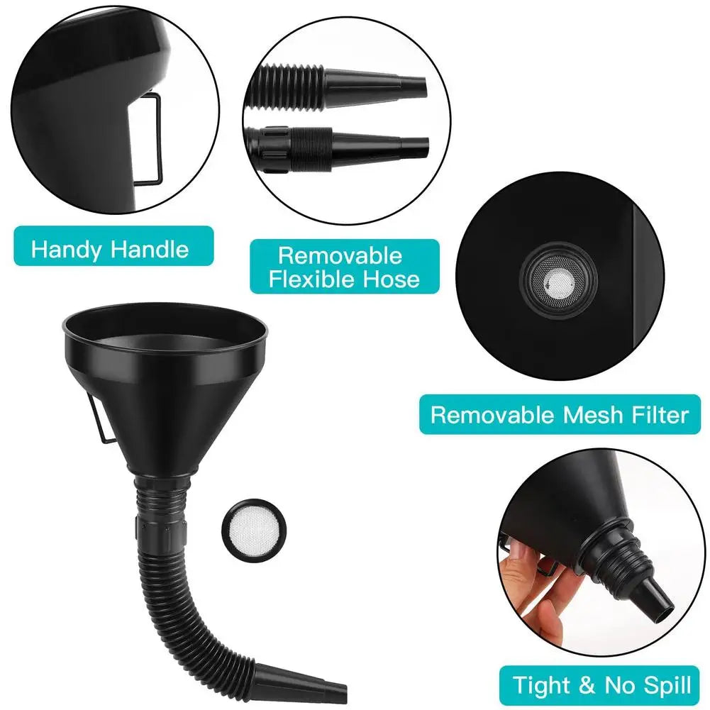 Automotive Fuel Oil Funnel Set – Flexible Long Neck & Filter Automotive Funnel Set Richie's