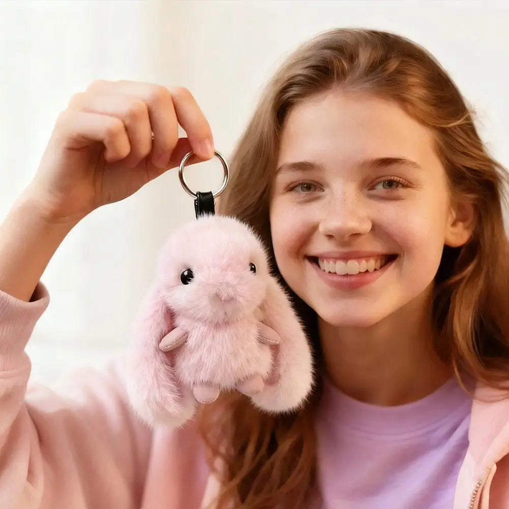 Cute Fluffy Rabbit Plush Keychain – Long Ear Bunny Bag Charm Plush Keychain Richie's