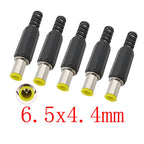 DC Power Male Plug Solder Connector 3.5–6.5mm | 5 or 10 Pack DC Power Connector Richie's 6.5x4.4mm 10Pcs