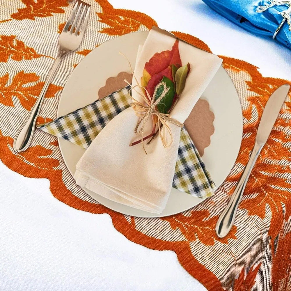 Thanksgiving Maple Leaf Lace Table Runner – Orange Fall Décor Table Runner Richie's