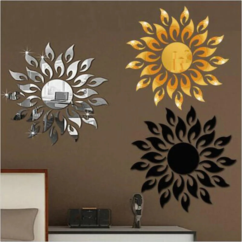 Sunflower Acrylic Mirror Wall Sticker – Reflective Decal Mirror Wall Sticker Richie's 1 Set