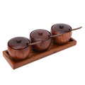 Wood Spice Jar Set with Spoons, Lids & Tray – 3-Piece Spice Jar Set Richie's black