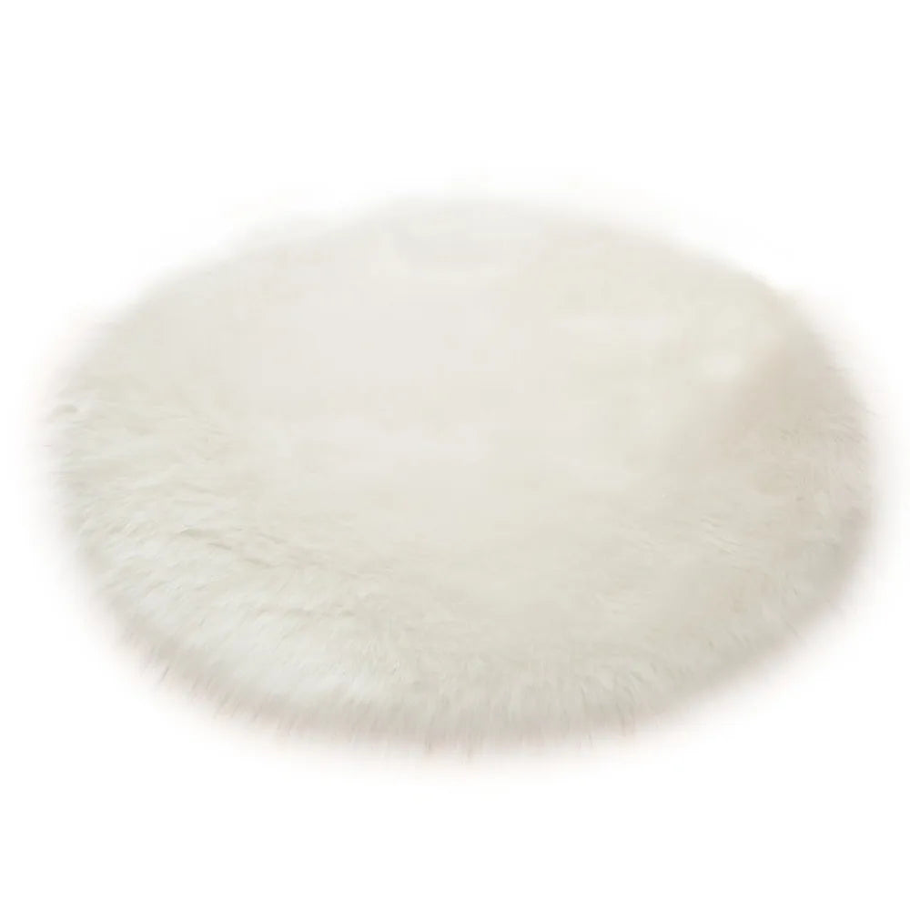 Soft Round Fluffy Rug 30/50/70cm Faux Wool Bedside Chair Mat Round Fluffy Rug Richie's