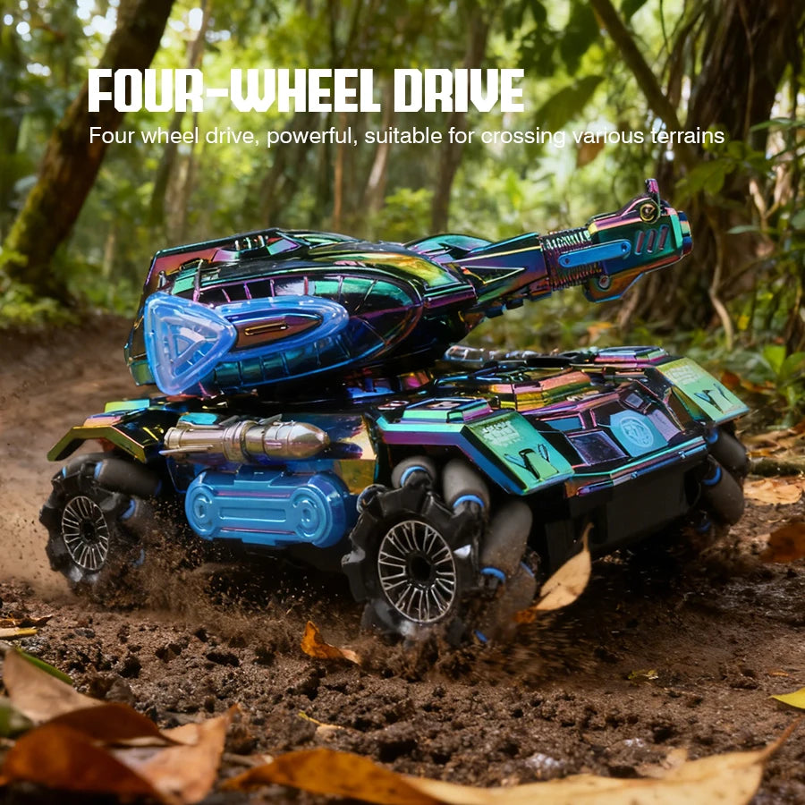 2.4G 4WD RC Sci-Fi Tank with LED, Spray & Sound | Kids Gift RC Stunt Tank Richie's