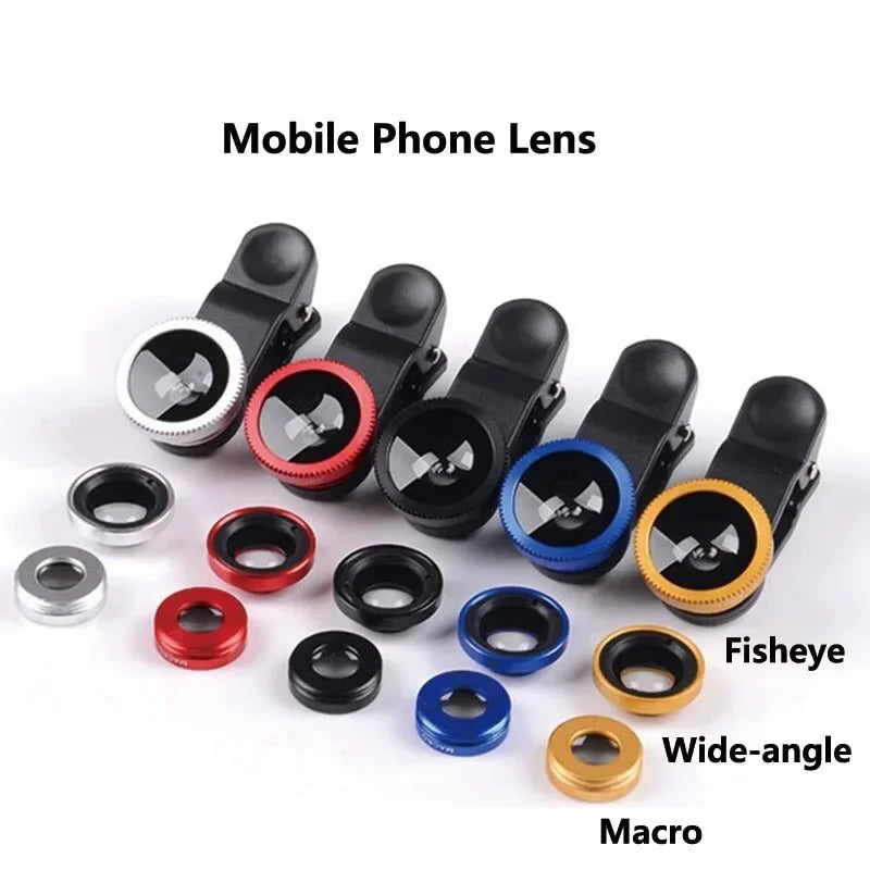 3-in-1 Fisheye Wide Angle Macro Clip Lens Kit for Smartphones Phone Camera Lens Kit Richie's