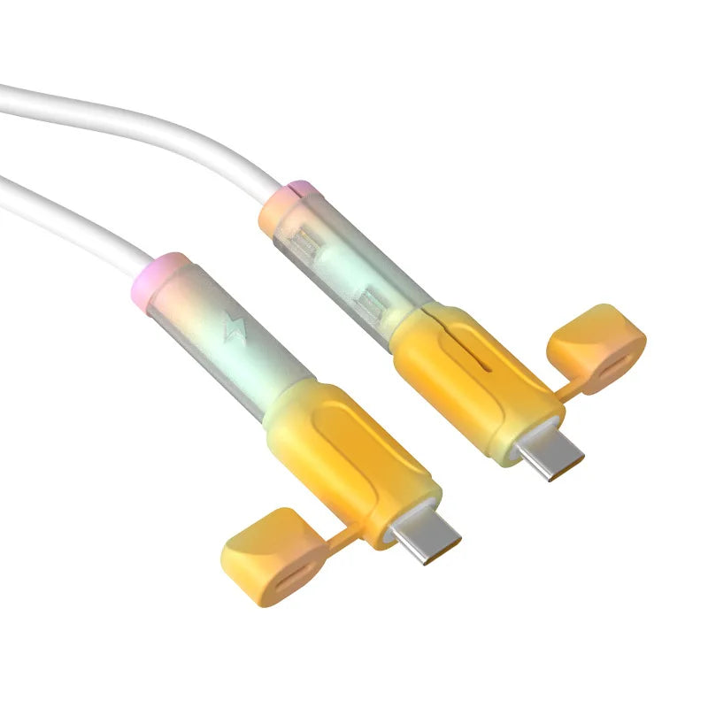 Silicone Type-C Cable Protector | Dual USB-C Cover & Winder Cable Protector Richie's Yellow