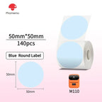 Phomemo M110 M200 M221 Round Transparent Thermal Labels 1.57" Thermal Label Roll Richie's 50x50-140 blue